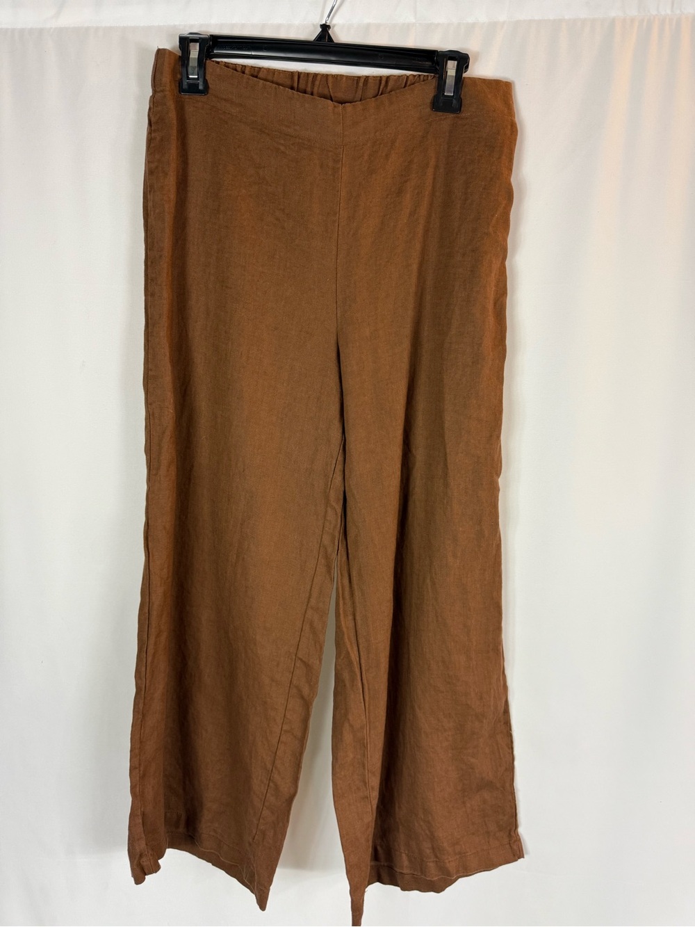 Tahari Wide-Leg 100% Linen-Blend Pants in Chestnut Brown size:M